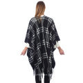 New Fashion Plaid Ponchos And Capes For Women Winter Warm Oversized Shawls Wraps